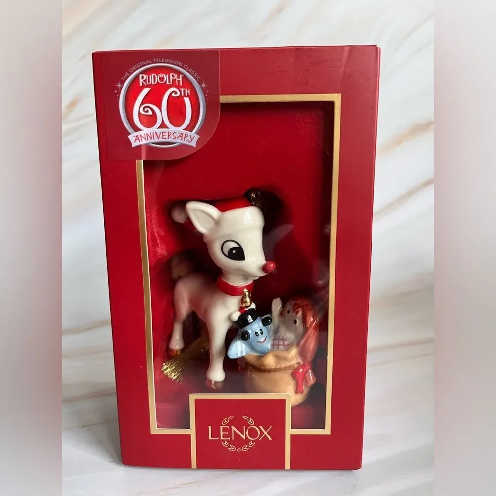 Lenox Rudolph The Red-Nosed Reindeer Ornament Porcelain 24K Gold Accents